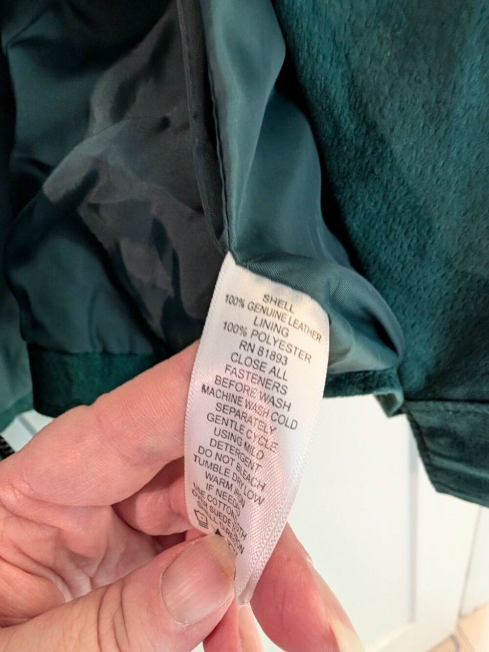 NWOT Denim & Co. Genuine Leather Jacket Forest Green - Washable - Size 2X - Picture 6 of 6